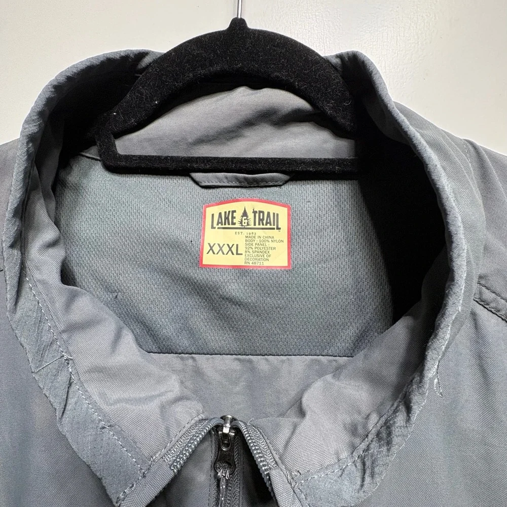 Lake & Trail Utility Vest Mens XXXL Gray Nylon Full Zip Fishing Hiking Outdoor - Picture 2 of 6